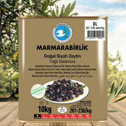 10 Kg (XL) Yağlı Salamura Siyah Zeytin Teneke