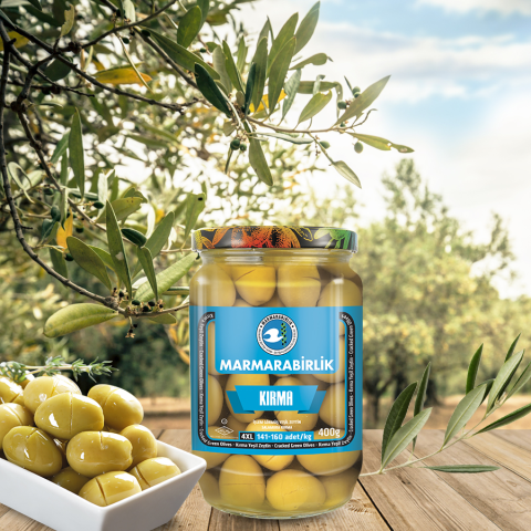 400 Gr. (4XL) Kırma Yeşil Zeytin Cam Kavanoz