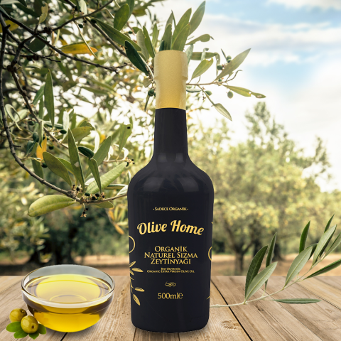 500 cc Olive Home Organik Sızma Zeytinyağı Cam Şişe