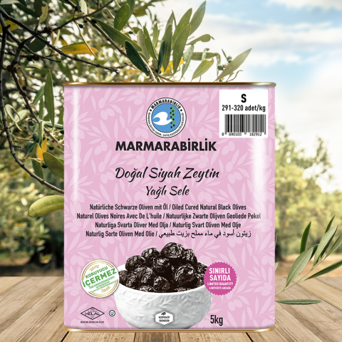 5 kg. (S) Yağlı Sele Siyah Zeytin Teneke