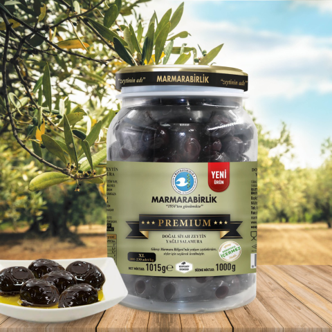 1000 g. Premium Yağlı Salamura Siyah Zeytin XL (201-230 adet/kg) campet