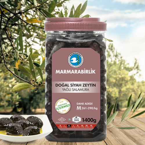 1400 Gr. (M) Yağlı Salamura Siyah Zeytin Pet Ambalaj