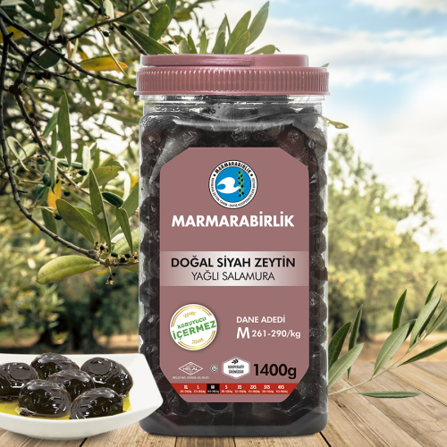 1400 Gr. (M) Yağlı Salamura Siyah Zeytin Pet