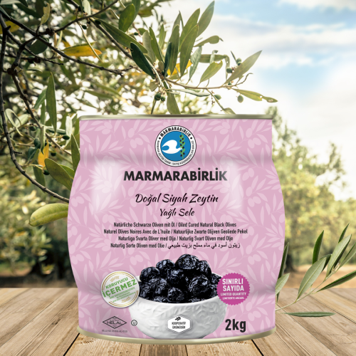 2 kg. (S) Yağlı Sele Siyah Zeytin Teneke Kutu