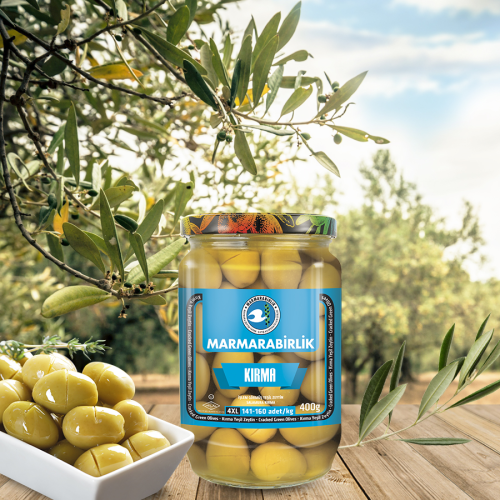 400 Gr. (4XL) Kırma Yeşil Zeytin Cam Kavanoz