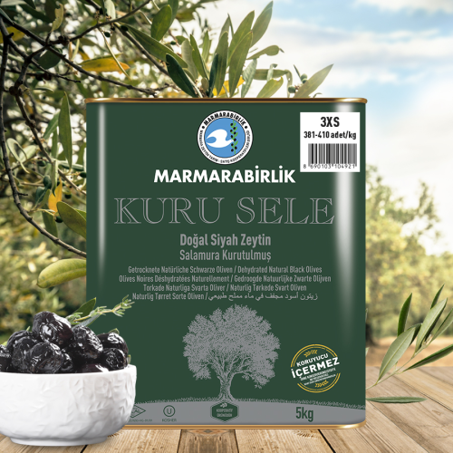5 Kg. (3XS) Kuru Sele Siyah Zeytin Teneke Ambalaj