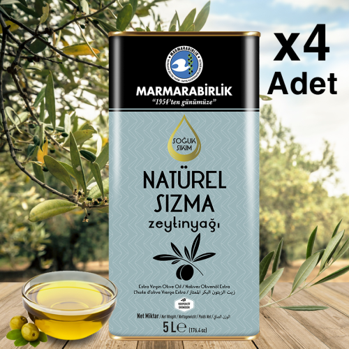 5 lt. Soğuk Sıkım Zeytinyağı (4 lü Paket)