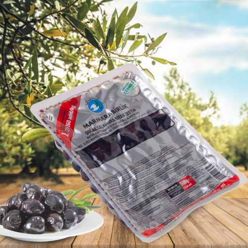 500 g. Salamura Siyah Zeytin L (231-260 adet/kg) vakum
