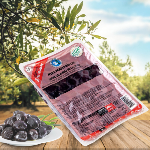 500 g. Salamura Siyah Zeytin M (261-290 adet/kg) vakum