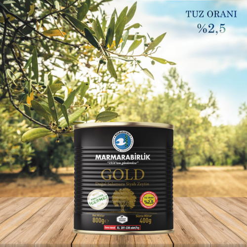 400 g. GOLD Az Tuzlu Salamura Siyah Siyah XL (201-230 adet/kg) teneke