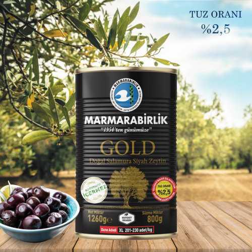 800 g. GOLD Az Tuzlu Salamura XL (201-230 adet/kg) teneke