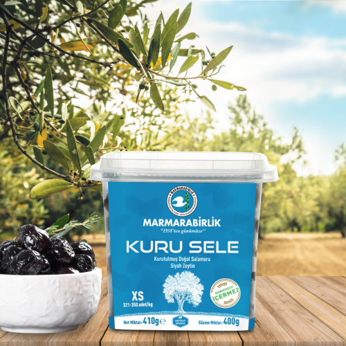 400 g. Kuru Sele Siyah Zeytin XS (321-350 adet/kg) hazırkap