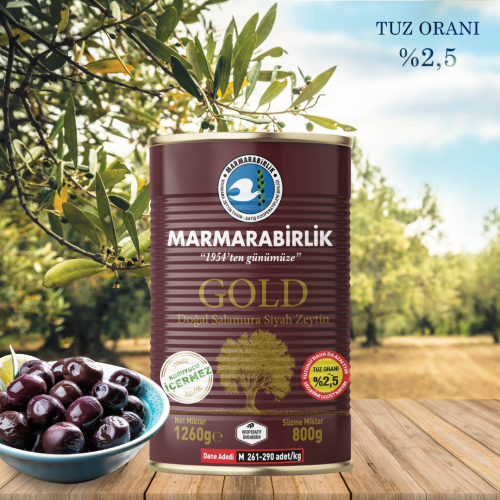 800 g. GOLD Az Tuzlu Salamura M (261-290 adet/kg) teneke