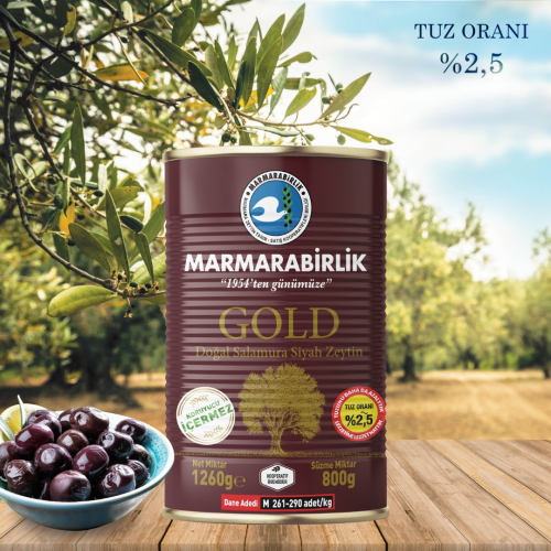 800 g. GOLD Az Tuzlu Salamura M (261-290 adet/kg) teneke